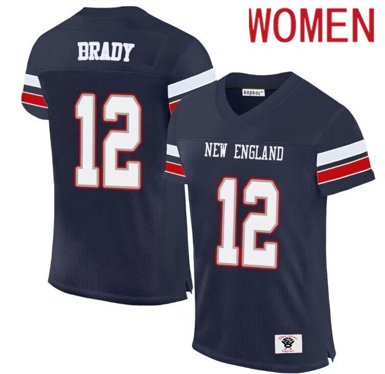 Women New England Patriots #12 Brady Blue 2024 Nike Limited NFL throwback Jersey->women nfl jersey->Women Jersey